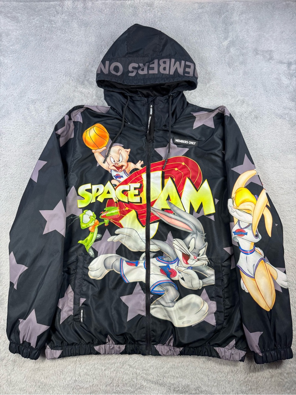 Members Only Space Jam Looney Tunes Hooded Jacket XL
